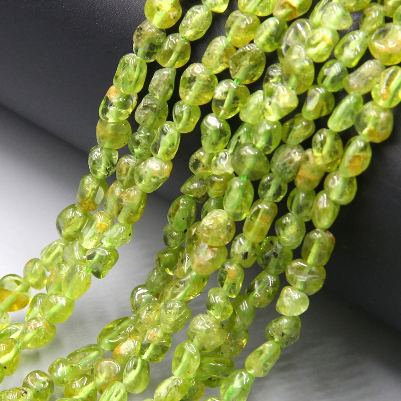 

Natural freeform pebble 6-8 mm Olivine Peridot smooth loose Stone Beads For Jewelry Making DIY Bracelet Necklace wholesale bulk
