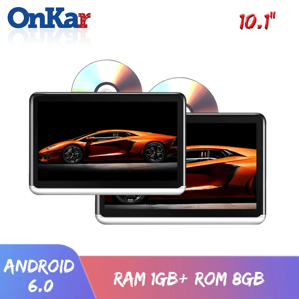 ONKAR 10.1 inch screen android 6.0 headrest monitor wifi bluetooth radio 1080P HDMI SD Card USB with dvd player Batter optional