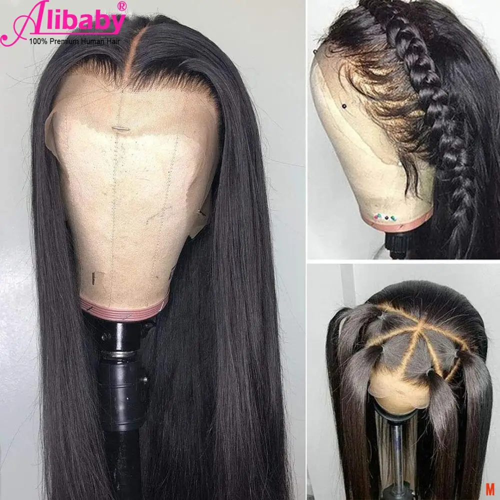 

Alibaby lace Closure Wigs Brazilian Straight Pre Plucked Hairline With Baby Hair 13x6 Lace Front Human Hair Wig Lace Fontal