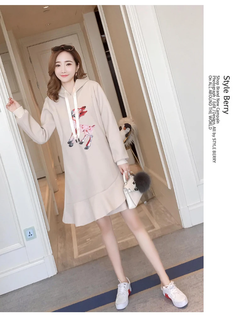 Pregnant Woman Woolen Embroidery Who breastfeeding women Dress Thickening Keep Warm Postpartum Nurse Lactation Dress maternity