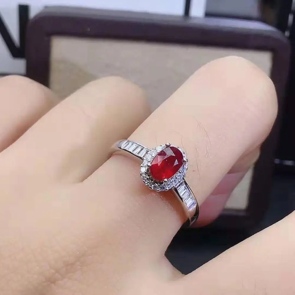 ring Натуральный рубин S925 серьги Кольца Подвески ожерелье набор модный тренд ювелирные изделия для женщин - Цвет камня: ring