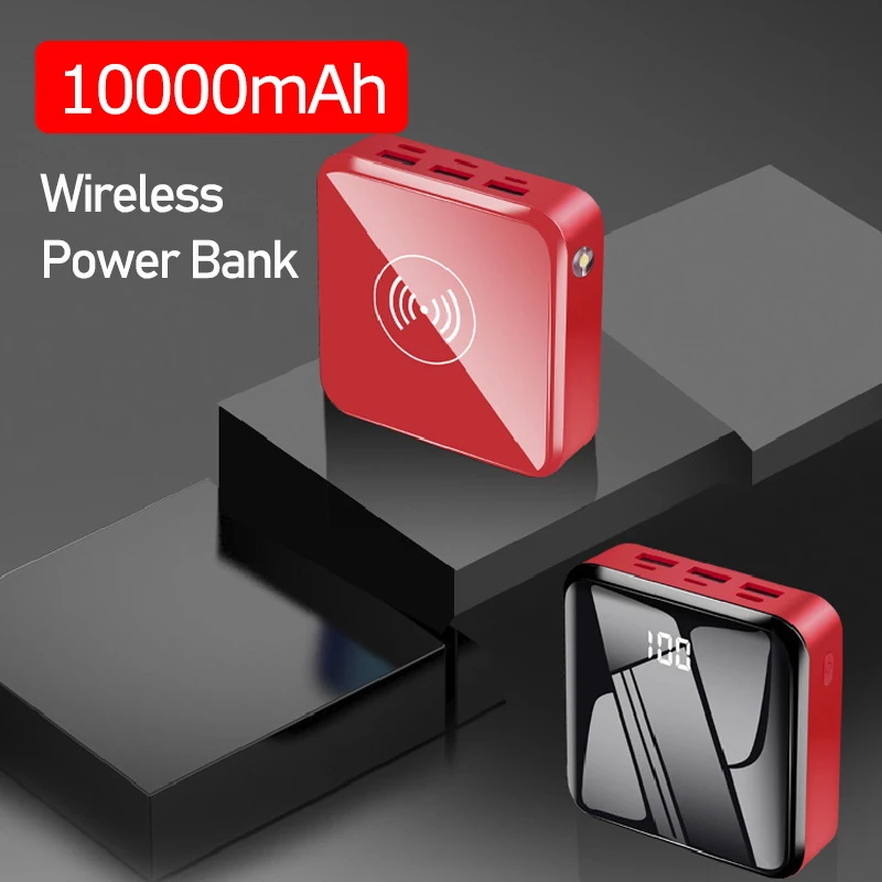 

Wireless Mini Power Bank 10000mAh Fast Charging LED Digital Display Triple USB Battery Powerbank for Samsung Xiaomi Iphone