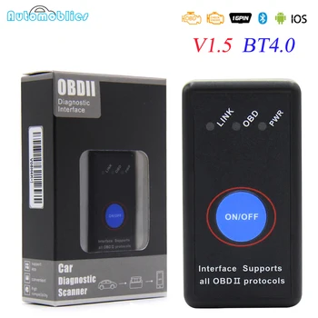 

Mini Elm327 Bluetooth 4.0 OBD2 V1.5 Elm 327 V 1.5 OBD 2 Car Auto Diagnostic Tool Scanner ELM327 OBDII Adapter For IOS/Android