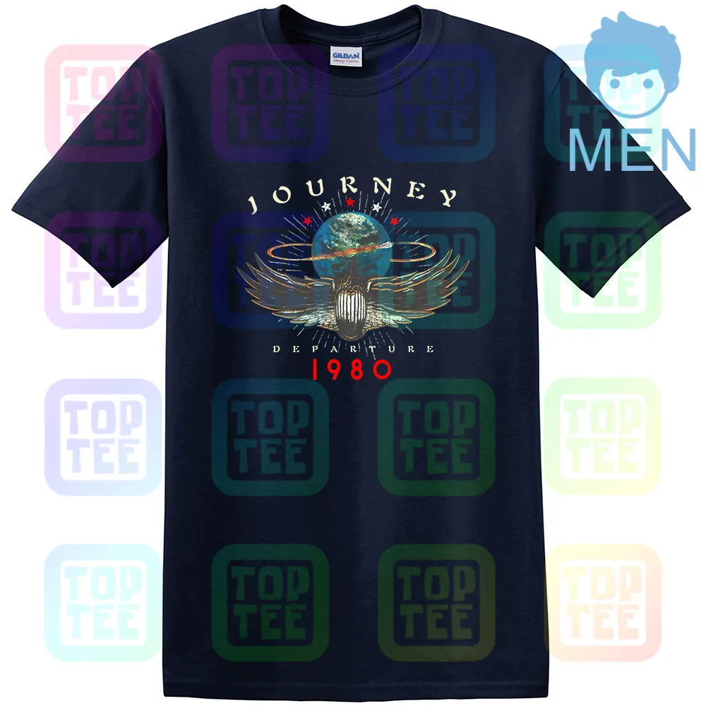 Journey 1980 дым вылет музыка рок группа взрослых Мужская футболка JOU547 - Цвет: MEN-NAVY