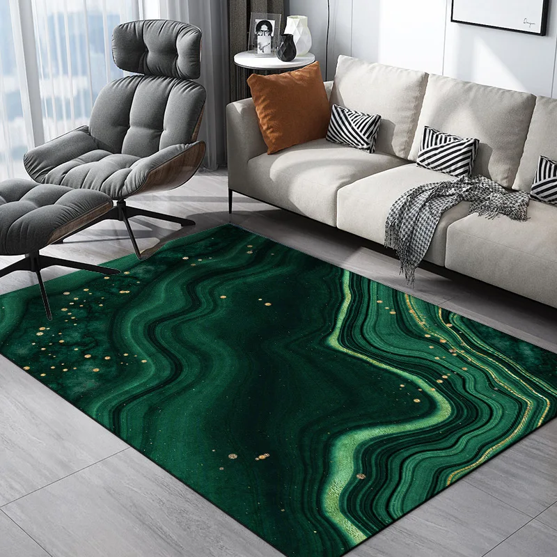 Luxury Rugs For Kids Bedroom Abstract Green Gold Carpet Home Living room Bedside Flool Mat Modern Rectangle Kitchen Hallway Rug