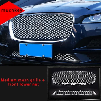 

For Jaguar f-pace Medium mesh grille and front lower net molding trim 2pcs