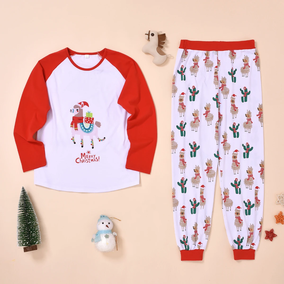 Alpaca Print Christmas Family Matching Clothes Suit Shirt & Pants Homewear Pajamas Set | Мать и ребенок