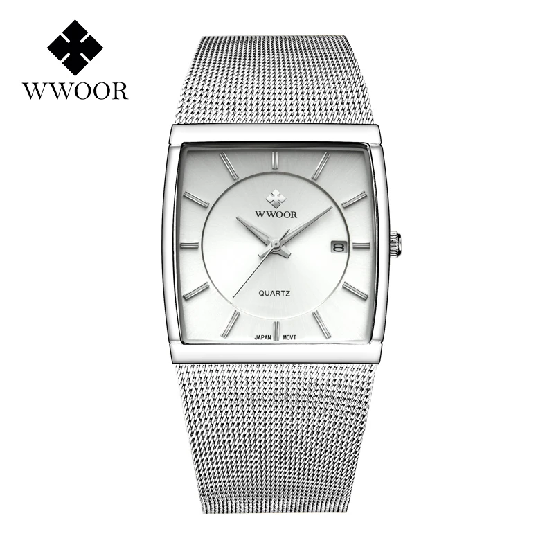 

Luxury Brand Quartz Watch WWOOR Watch Men New Unique Design Wrist Watches Fashion Mesh Belt Male Clock Relojes Para Hombre 8831