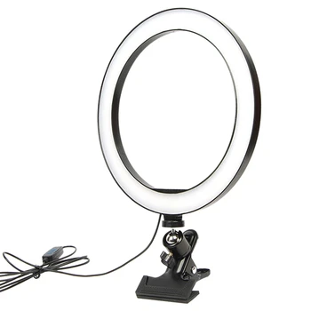 

20CM Selfie Ring Light with Rotary Clip for Makeup Live Stream, LED Camera Ring Light
