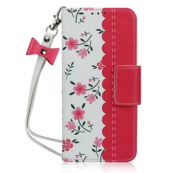 

Leather Wallet Phone Case for Samsung Galaxy S10 S9 S8 Note10 A50 Flower Flip Cover popsocket for mobile phones