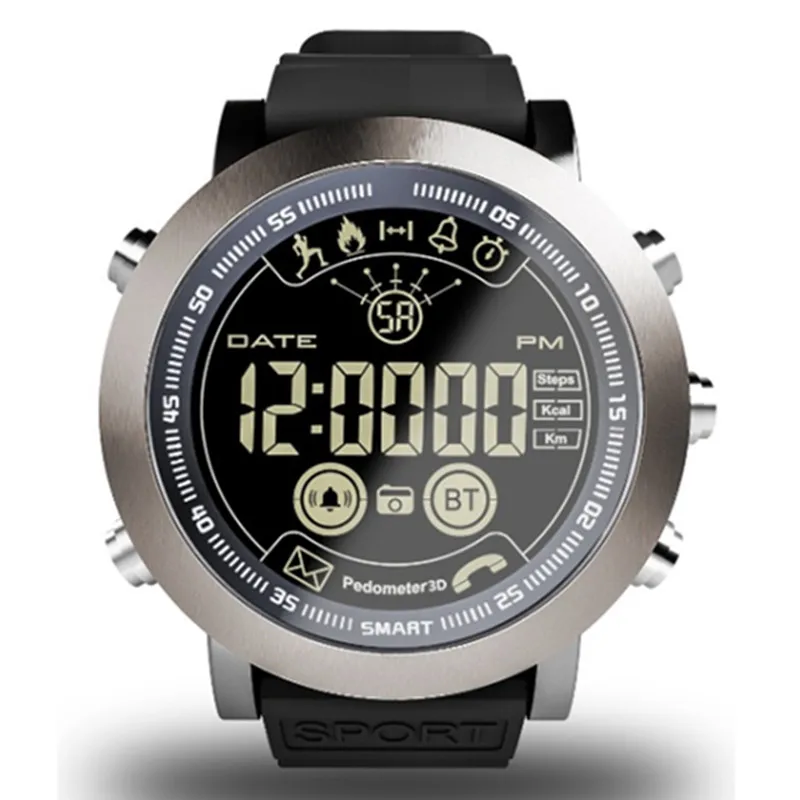 Смарт-часы профессионального спорта IP68 водонепроницаемый полный угол обзора круглый экран в режиме ожидания 2 года 610 мАч Смарт Носимых Смарт-часы - Цвет: Черный