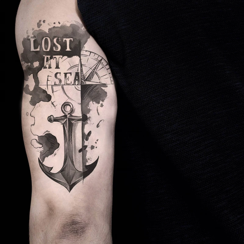 Anker Temporare Tattoo Aufkleber Wasserdicht Grau Big Erwachsene Manner Frauen Schulter Zuruck Arm Korper Kunst Make Up Werkzeuge Tattoo Sticker Fake Tattoos Stickerstemporary Fake Tattoos Aliexpress