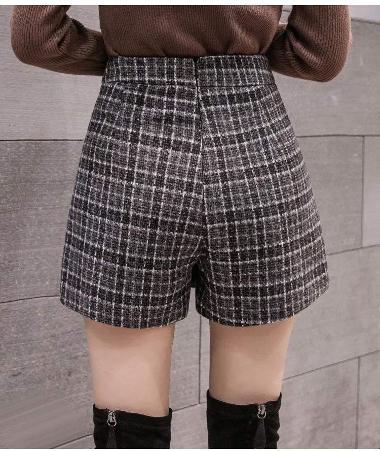 Fashion Tweed Plaid Shorts Skirts 