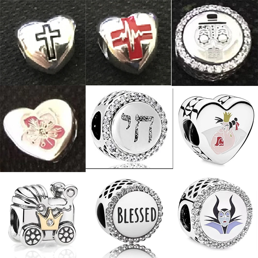 

NEW 2019 100% 925 Sterling Silver Cute Character Pram Cross Shantou Charm Fit DIY Women Bracelet Fashion Original Jewelry Gift