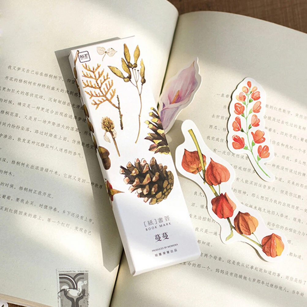 Vintage Plant Paper Bookmark Stationery Bookmarks Book Holder Message Card School Supplies Papelaria 30 Pcs/box