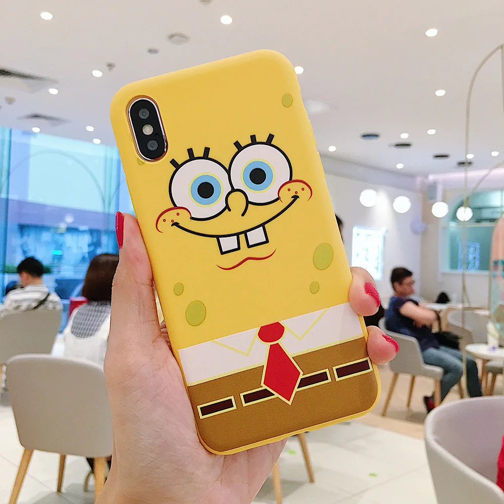 For iPhone 6 6s 7 8 Plus X Xs 11 Pro Max Xr Soft Silicone Cases Cute Funny Cartoon Sponge Bob Square Pants Patrick Star Case