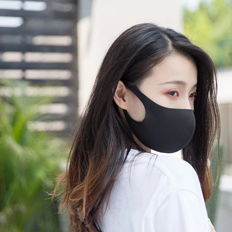 1 шт., черная, Корейская версия, женская, мужская, губчатая маска для рта, дышащая, губчатая маска для лица, многоразовая, против загрязнения, маска для лица, унисекс