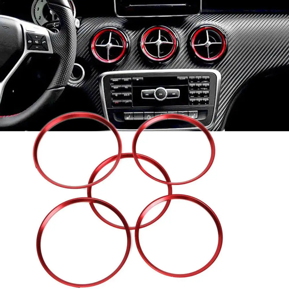 Красные декоративные кольца наклейки Подходит для 2013-18 для Mercedes-Benz A-Class B-Class CLA GLA вентиляционное отверстие