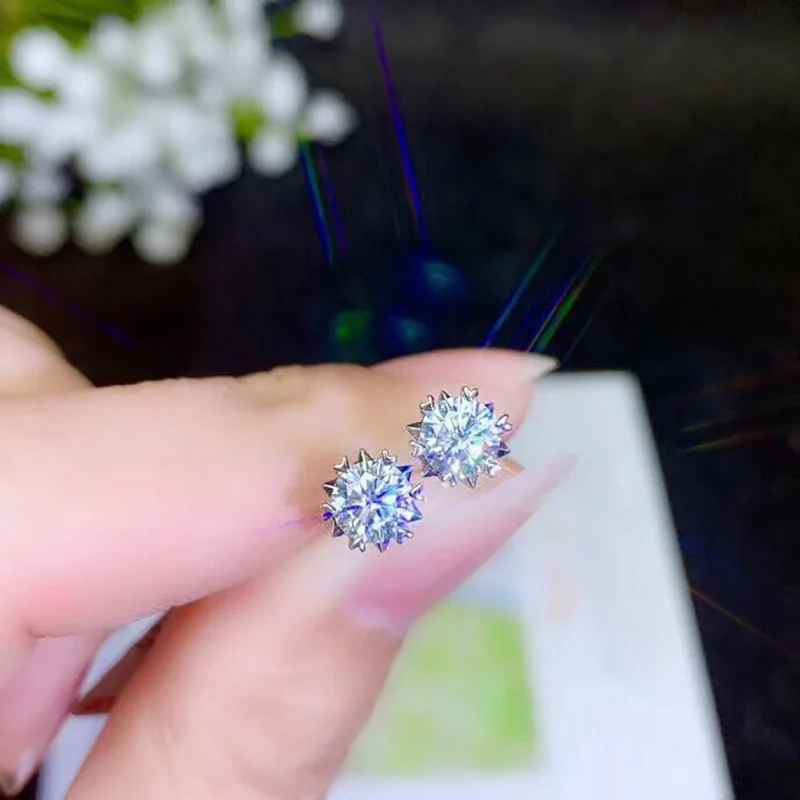 BOEYCJR 925 серебро 0,5/0.8ct F цвет Муассанит VVS Fine Jewelry бриллиантовые серьги-гвоздики с национальным сертификатом для женщин подарок
