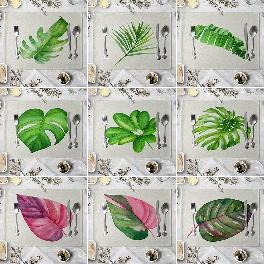 42x32cm Monstera Leaf Heat Insulated Pad Kitchen Dining Table Mat Placemat Decor Placemat