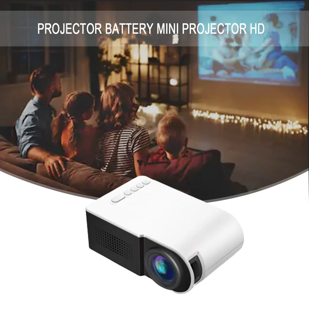 LED Mini Portable Projector 1080P HD Projection Yg210 Household Micro Mini Projector For Lesiure White