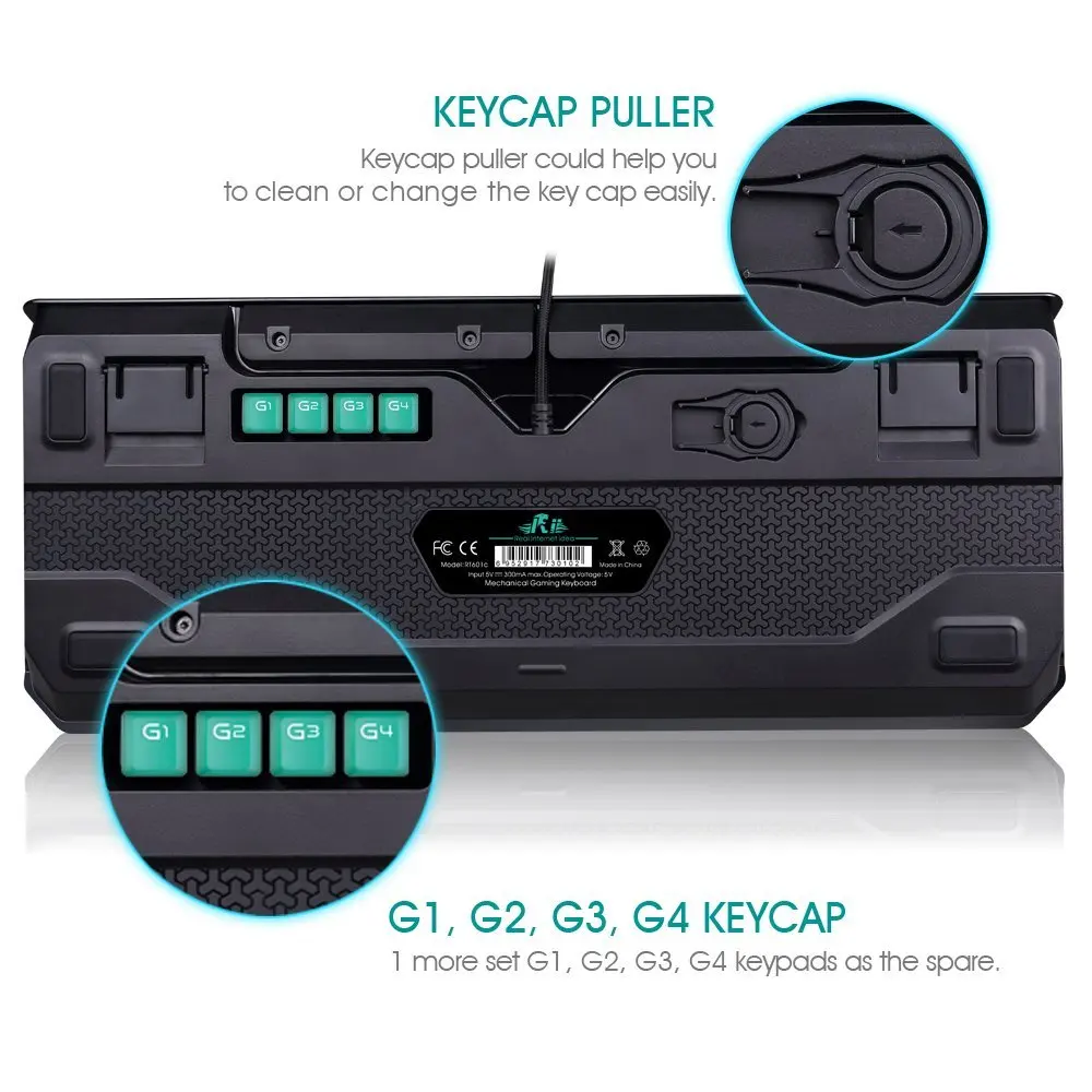 Механическая USB клавиатура Rii K61C с подсветкой для ПК ноутбуков 104 клавиш игровая