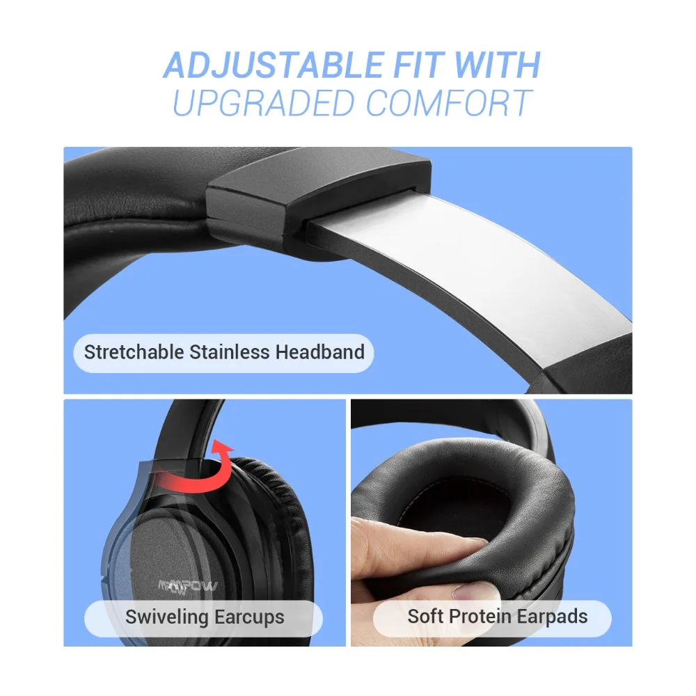 Mpow Новые Bluetooth Наушники Hi Fi стерео с шумоподавлением H7 Большие размеры Накладные