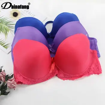 

110E large size bra smooth solid color sexy lace underwear women gathered underwear