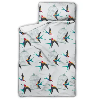 

Swallow Spring Pattern Nap Mat with Pillow for Toddler Boys and Girls for Daycare and Preschool Sleepovers and Travels
