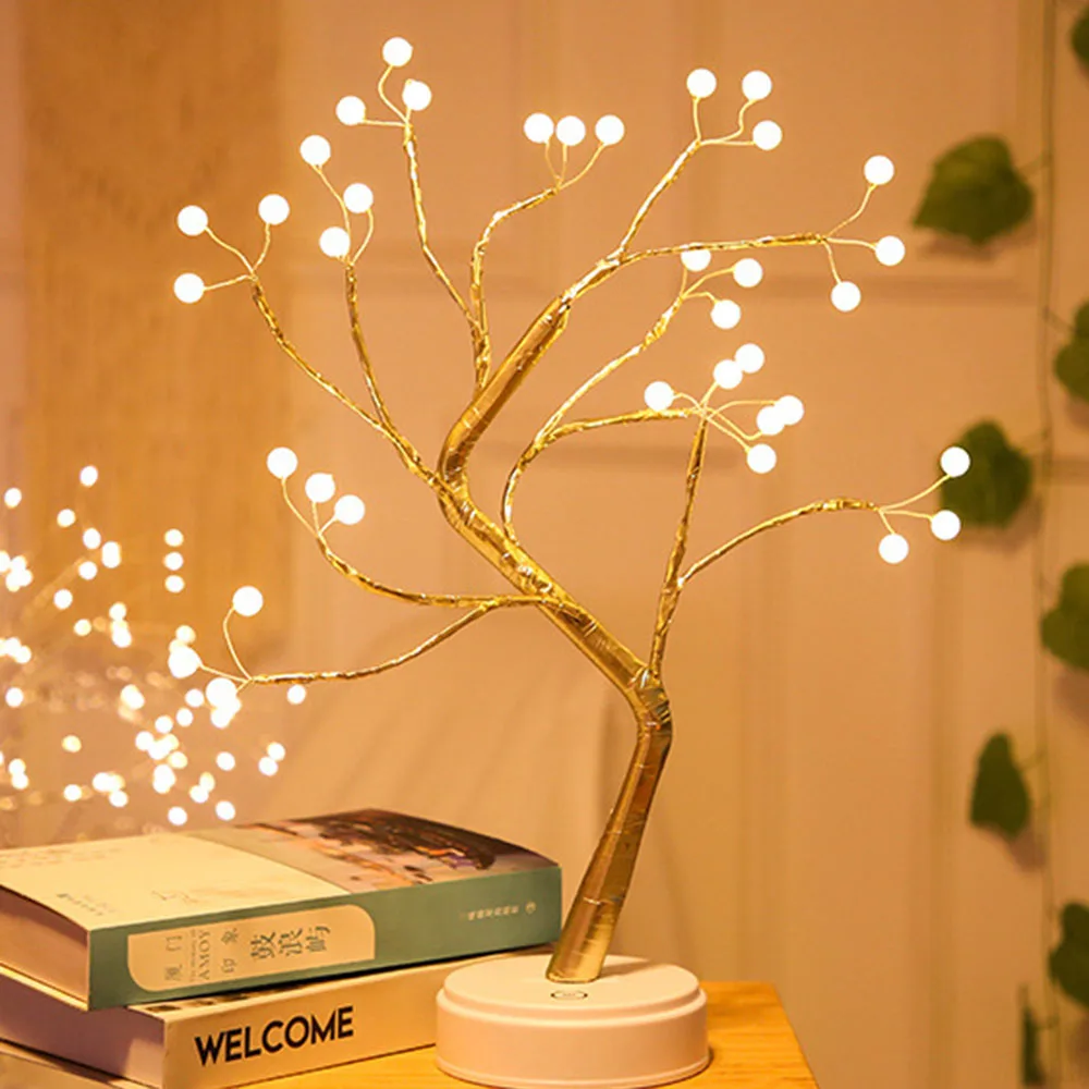 

Led Night Light Mini Christmas Tree Copper Wire Garland Lamp For Home Kids Bedroom Decor Fairy Lights Luminary Holiday Lighting