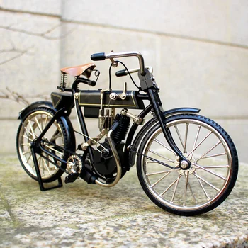 

Diy assembled early motorcycle structure model Retro vintage bicycle ornaments education toy gift