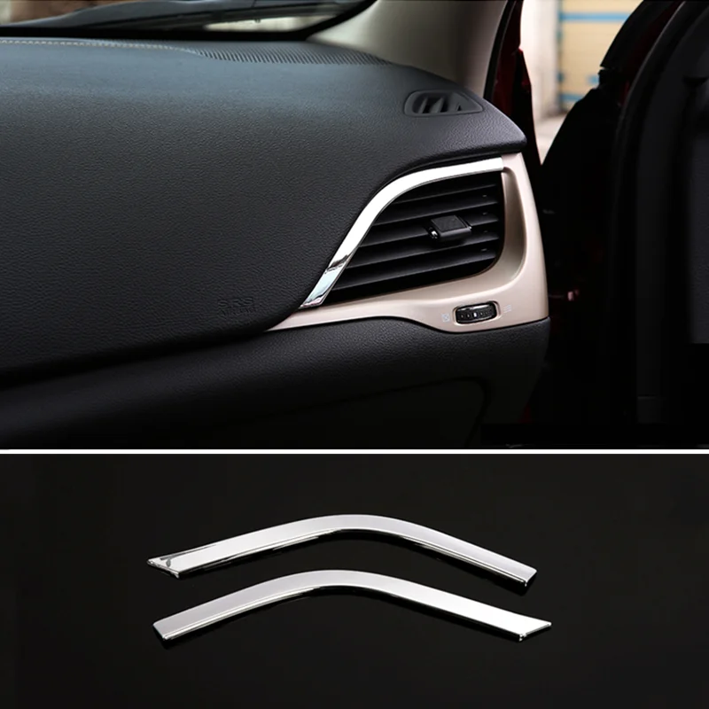 

For Jeep Cherokee KL 2014 2015 2016 2017 2018 accessories ABS chrome Car Air Condition Outlet Vent Frame Strip Cover Trim 2pcs