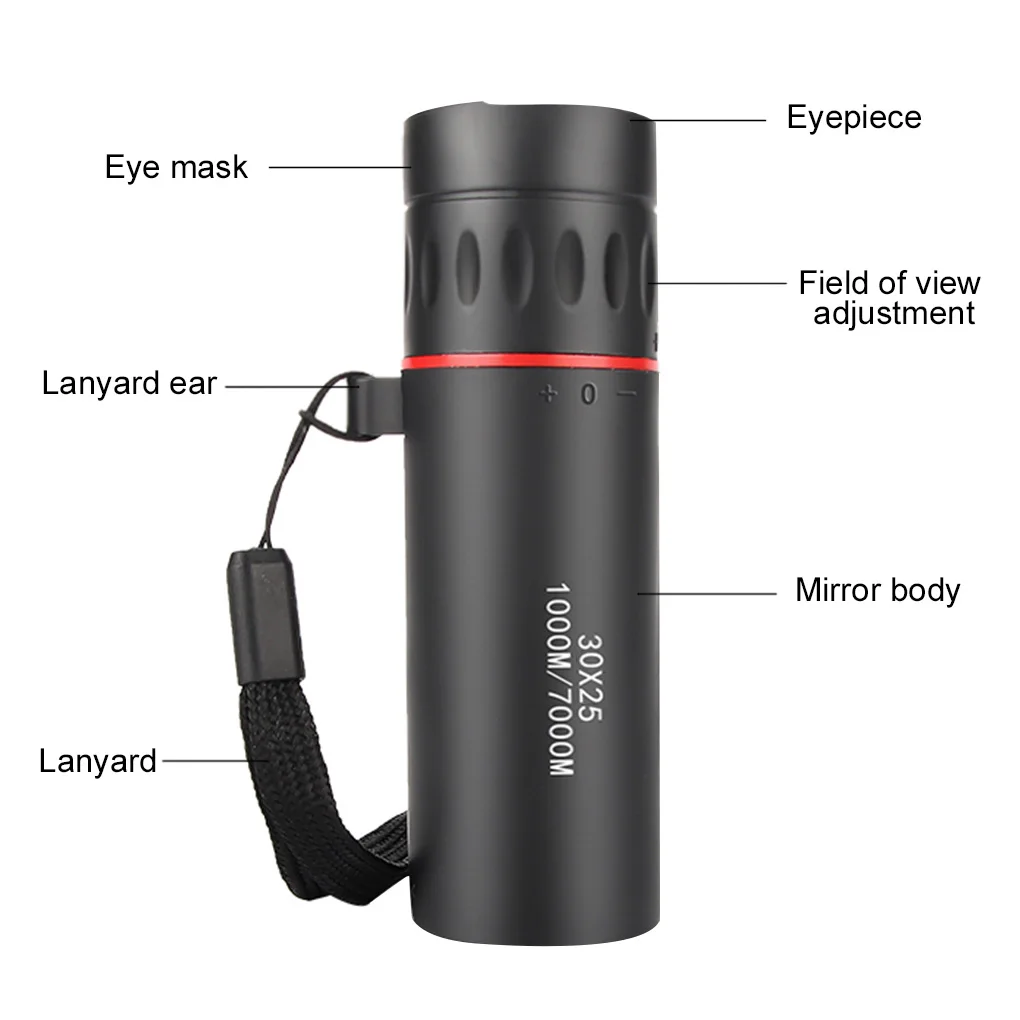 Outdoor Hiking Telescope 30x25 HD Mini Portable Focusing Telescope Optical Single Tube Binoculars With Integrated Handle Strap