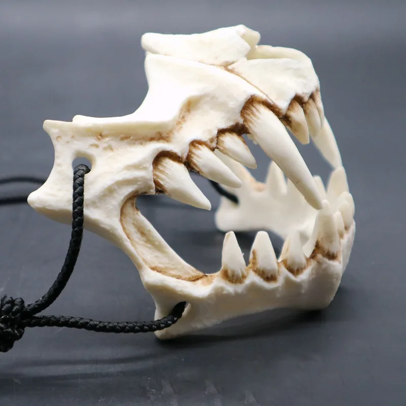 NewHalf маска животного длинные зубы демон самурая белая маска с костью Tengu Дракон Якса тигр Смола Маска Косплей