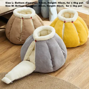 

Pumpkin Pet Bed For Cats Dogs Soft Nest Kennel Bed Cave House Sleeping Bag House For Cats Mat Pad Pets Winter Warm Cozy Bed