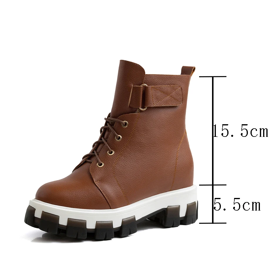 Plus Size 34-43 New Boots Women Shoes Winter New Genuine Leather Boots Women Military Casual Martin Boots Women Wool Snow Boots