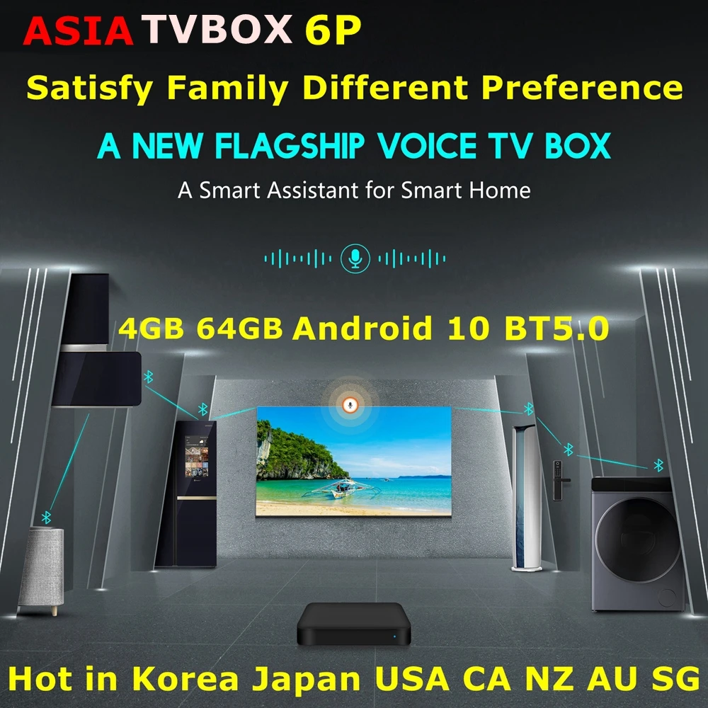 Новинка 2021 фирменный медиаплеер ASIA TVBOX 6P устойчивый и гладкий 6k 4 ГБ 64 Двойной Wi-Fi