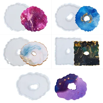 

Multi Types Home Decor Ornament Creative DIY Coaster Making Mold Crystal Epoxy Resin Silicone Cup Mat Mould