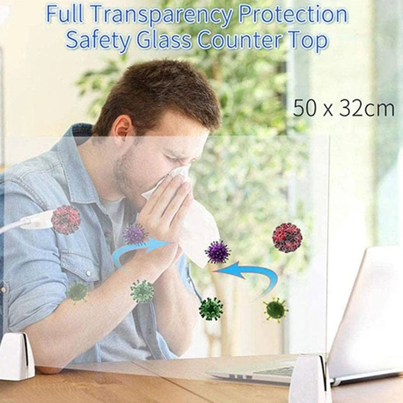 Droplet barrier screen Acrylic Sneeze Guard Clear Acrylic Safety Shield Height Protective Screen 50*32cm afbeelding