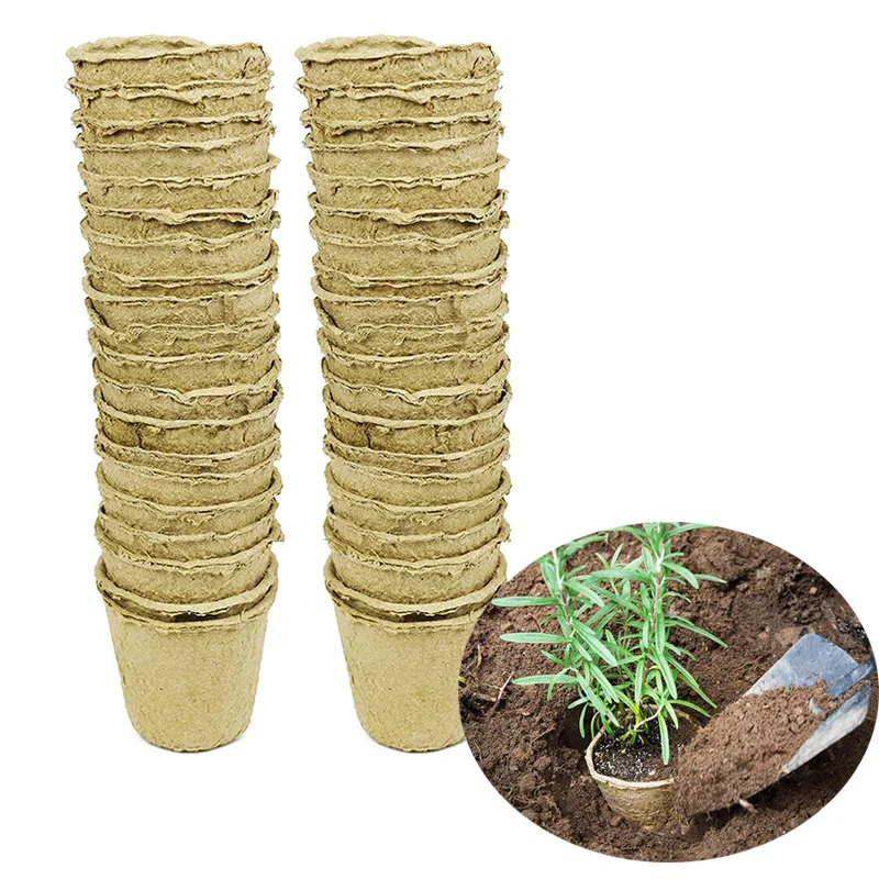

20pcs Garden Plants Nursery Pots Biodegradable Paper Pulp Peat Biodegradable Seedling Raising Cups 8x8cm Gardening Planting Pots
