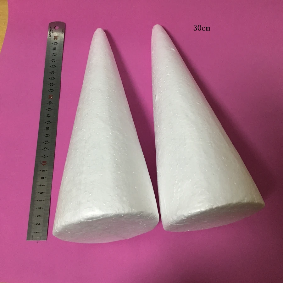 1 Set White Solid DIY Cone Children Handmade Craft Polystyrene Foam Tip  Cone For Home Craft Christmas Foam Cone Toys