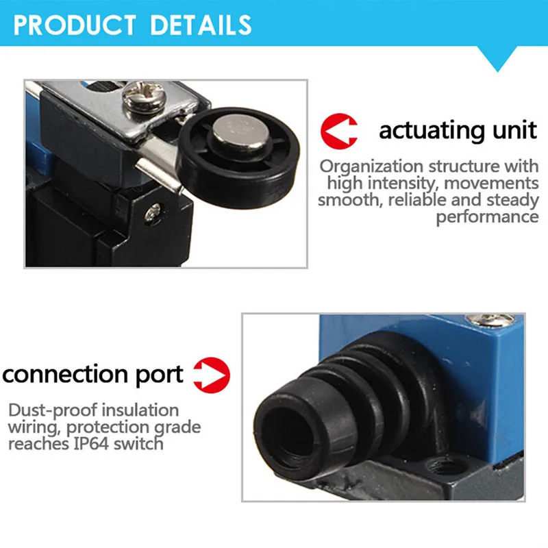 Me-8108 Ac Eindschakelaar Rotary Adjustable Roller Lever Arm Mini Momentary Switch No Nc Ac 250V 5A 8104 8107 8166 8122 8111 9101