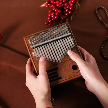 

Portable Thumb Piano 17 Key Kalimba Retro Record Player Styling Mahogany Finger Musical Instruments For Children And Adult