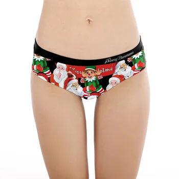 

Women Christmas Santa Claus Elf 3D Printed Briefs Xmas Accessories DIY Underpants Shorts Girls New Year Pajama Party Underwear