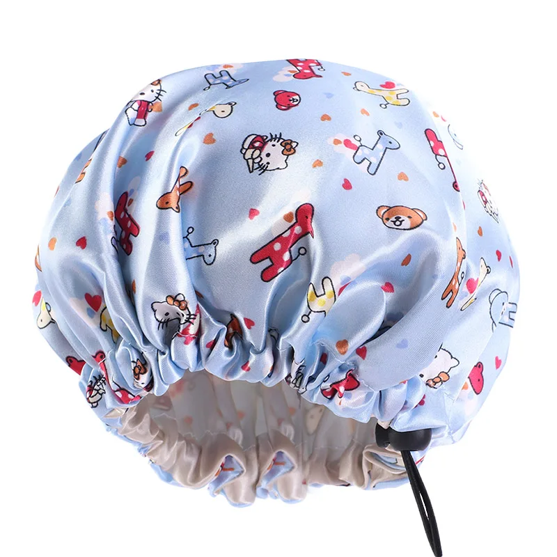 New Reversible Satin Bonnet double layer adjustable size Sleep Night Cap Head Cover Bonnet Hat for For Curly Springy Hair Black ladies head wraps Hair Accessories