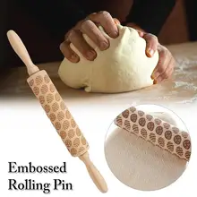 Деревянная Скалка прочная Рождественская тисненая Скалка из натурального дерева тисненая Скалка кухонный ролик Печатный инструмент повара