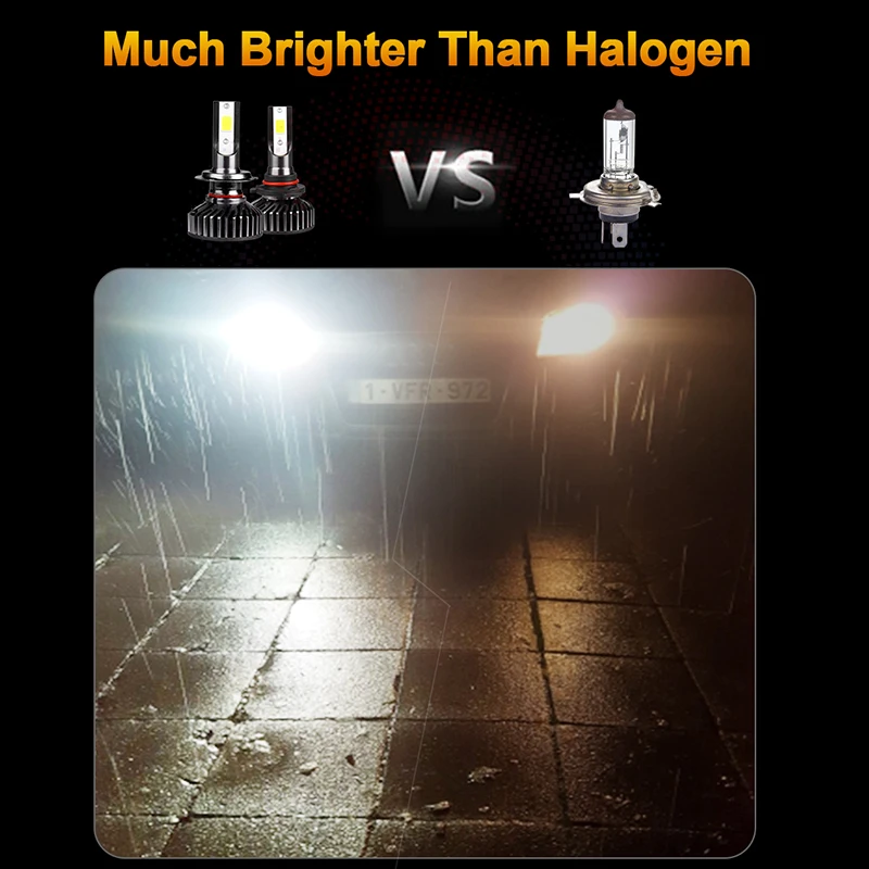 HLXG мини H7 светодиодный далеко H4 luces Светодиодные лампы фар автомобиля 10000 к глубокий синий 12V 10000LM 5000K 6000K 8000K H11 9005 HB3 9006 HB4 H8 лампы