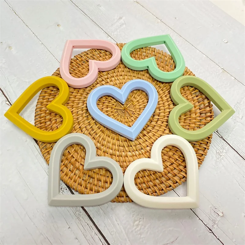 Baby Silicone U Type For Baby Heart shape Ring Teether beads BPA Free Teether Chew Nursing Necklace DIY Pacifier Chain 2pc teething toys,silicone teething toys,baby teething toys,silicone beads,silicone teether,silicone teething beads
