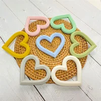 5pcs Heart Silicone teether Beads BPA Free Baby Teether Necklace Food Grade Silicone DIY Jewelry Making Accessories 2