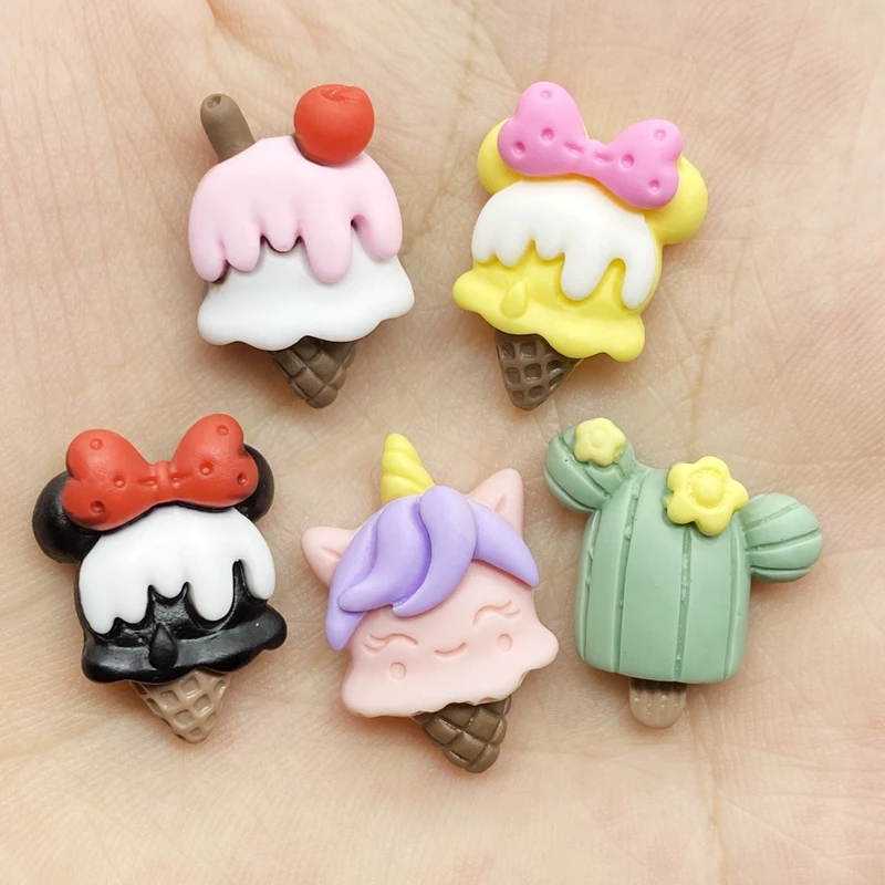 

10 / 20 piece Kawaii cartoon ice cream series flat back resin convex circular scrapbook DIY accessories D73A